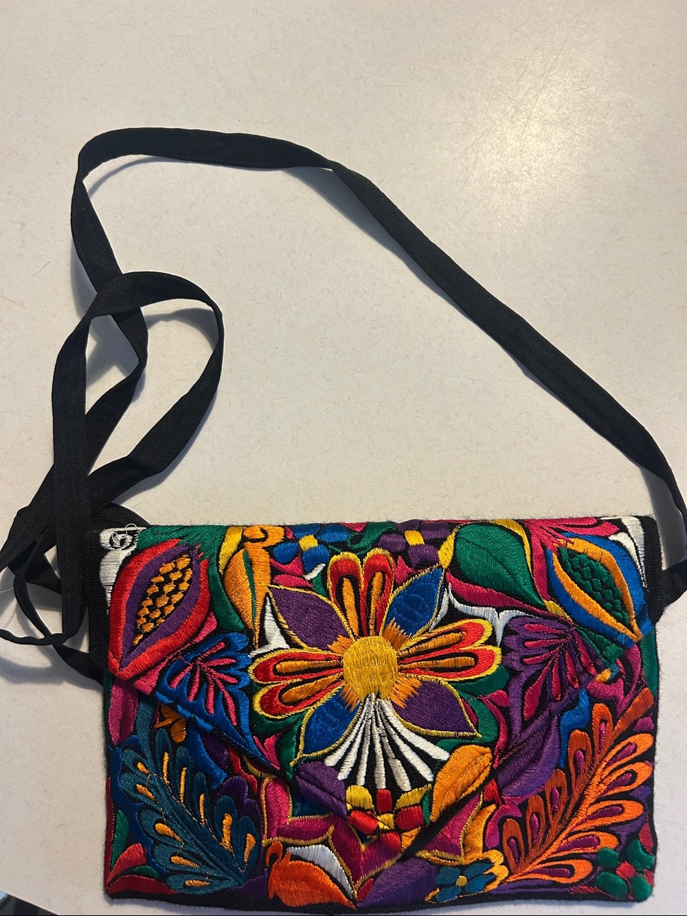 Embroidered Floral Crossbody Bag in Multicolor